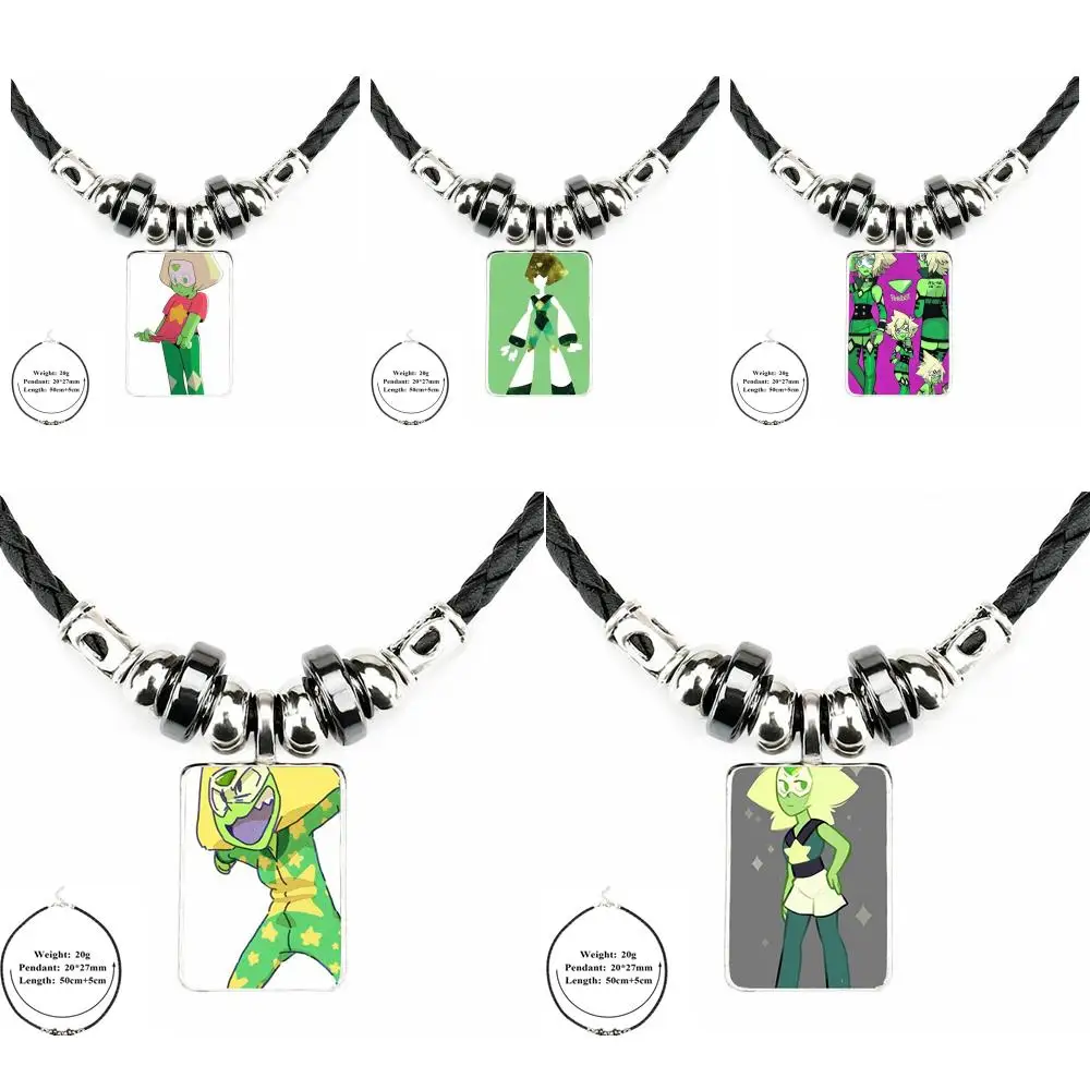 Вселенная Стивена Перидот Модные женские черные кожаные шарик кулон ювелирные