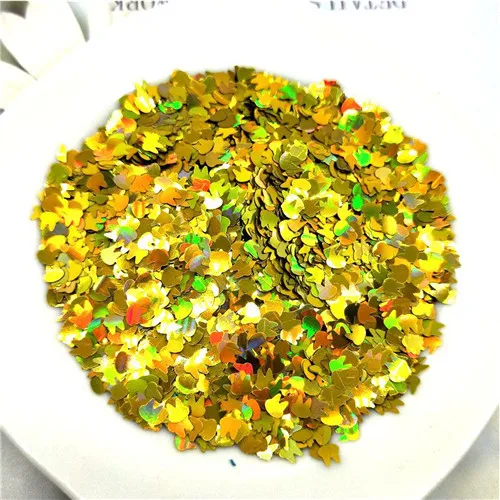 Laser gold 10g Ультра-тонкая PET блестки 4 мм кролик лазерный блеск 3D блестка для ногтей блестки Eo-Friendly свободные блестки для украшения для ногтей 10 г - Цвет: Laser gold 10g