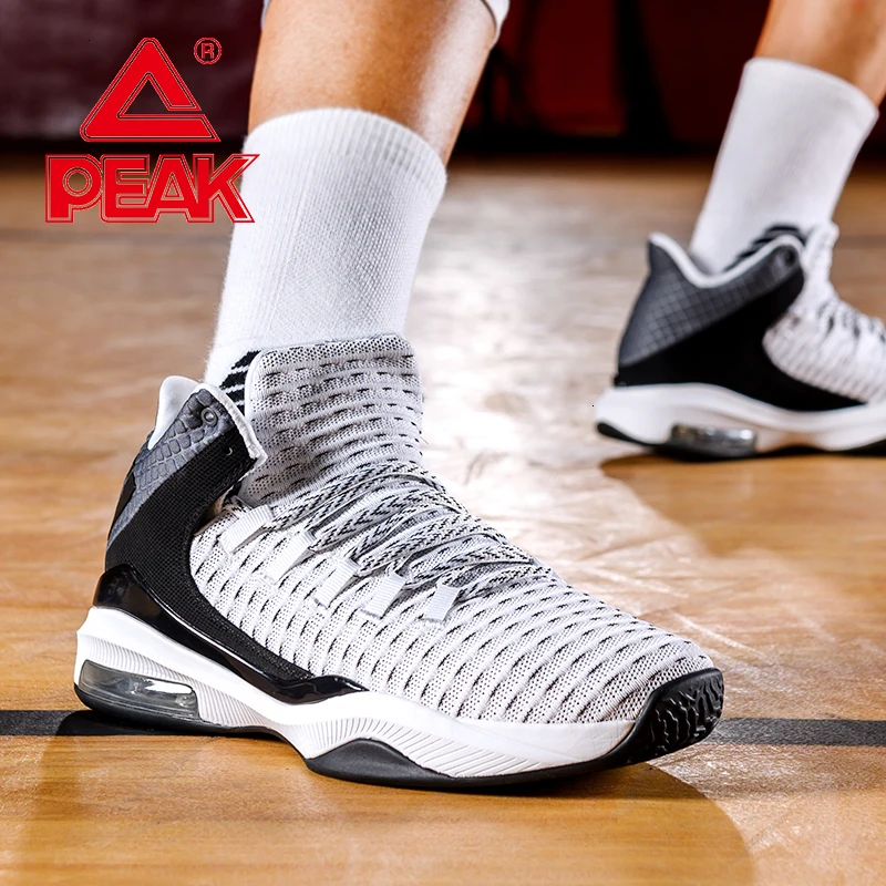 PEAK Men's Air Cushion Basketball Shoes Rebound Boots Outdoor Wearable Non-slip Sneakers Breathable Upper Gym Training Footwear