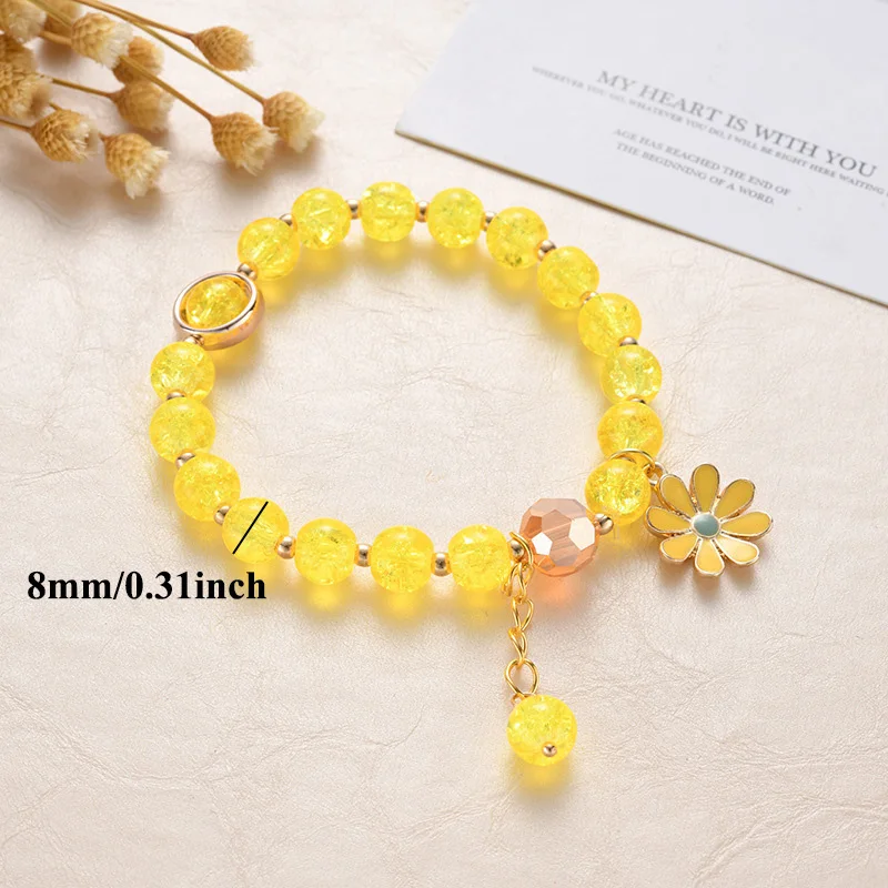 

2021 Small Daisy Bracelet Female Explosion Small Fresh Female Student Flower Beach Bead Bracelet For Womens Bracelets