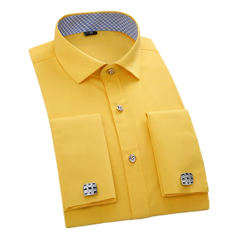 

Мужская рубашка Весна-Осень новинка Мужская рубашка с длинным рукавом Однотонная качественная однобортная деловая Повседневная рубашка