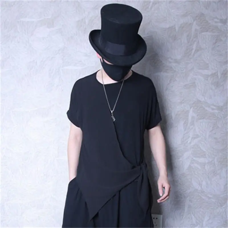 

Летняя Модная брендовая футболка с коротким рукавом оригинальный дизайн ткань пэчворк панк темная ветровка футболка стилист сценическая о...