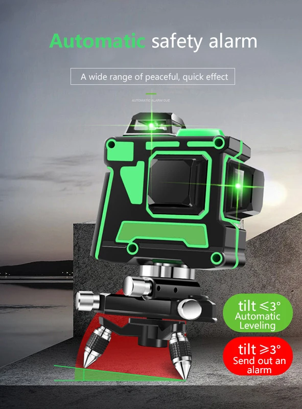 Laser Level 12 Lines 3D Self-Leveling 360 Horizontal And Vertical Cross Super Powerful Green Beam Line | Инструменты