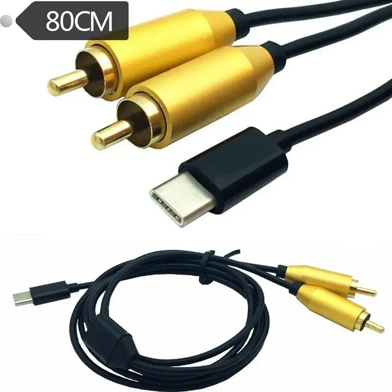 USB Type C Male to Dual RCA Stereo Audio Y Splitter Adapter Gold Plated Plugs 80cm/2.7ft | Электроника