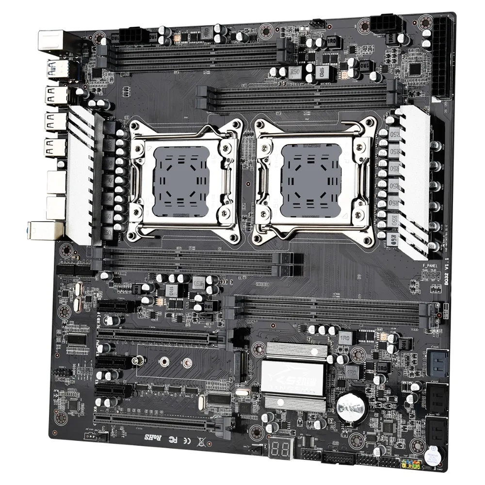 Материнская плата LGA 2011 E-ATX X79 материнская под два процессора с USB 3.0 SATA3 PCI-E двумя