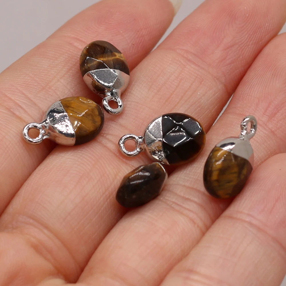 

5 PCS Natural Semi-precious Stone Pendants Tiger Eye Stone for DIY Jewelry Making High Quality Gift Handmade Accessories