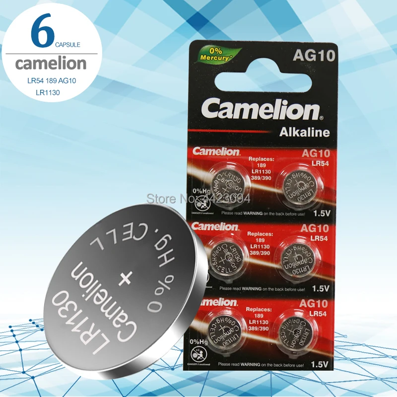 6 шт./лот, батарея Camelion 1,5 в AG10 LR1130, батарея для монет LR 1130, щелочная AG10 389 LR54 SR54 SR1130W 189 LR1130, кнопка 6 шт./лот, батарея Camelion 1,5 в AG10 LR1130, батарея для монет LR 1130, щелочная AG10 389 LR54 SR54 SR1130W 189 LR1130, кнопка