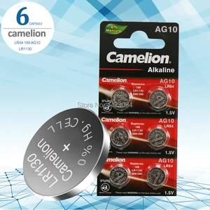 6pcs/lot Camelion 1.5V AG10 LR1130 Coin Cell Battery Batteries LR 1130 Alkaline AG10 389 LR54 SR54 SR1130W 189 LR1130 Button