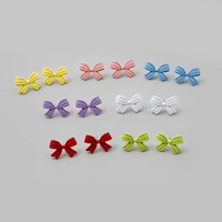 new 2021 trendy sweet bow metal spray paint stud earring for female simple jewelry hot sell party jewelry gifts