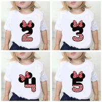 disney birthday party cartoon t shirt for girls children tshirt number 0 1 2 3 4 5 6 7 8 9 minnie mouse bow graphic kids clothes
