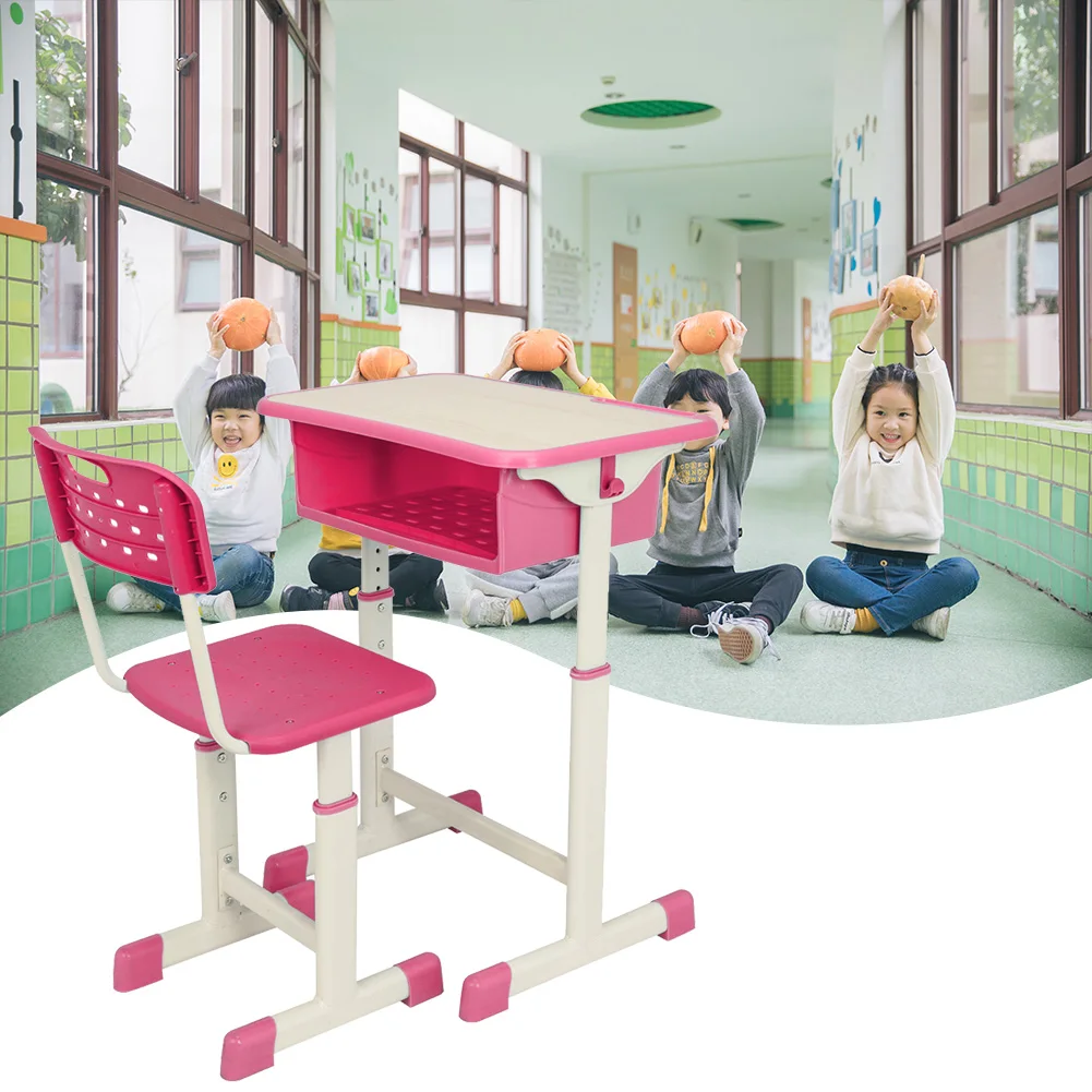 

Children's Study Desk Height Adjustable Kids Study Table Chair Set Girls Boys Writing Desk Chair Storage Drawer Kids