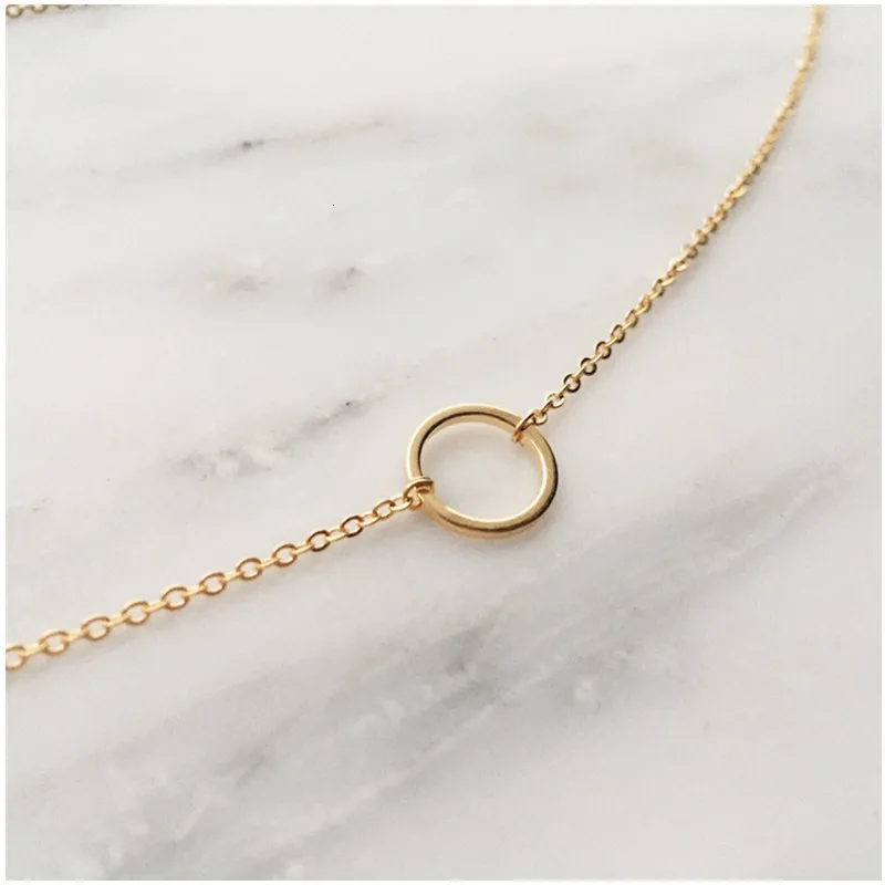 Винтажное изящное круглое ожерелье для женщин, золотая цепочка из нержавеющей стали, Геометрическая карма, круглое ожерелье, ювелирные изделия, вечерние, подарок