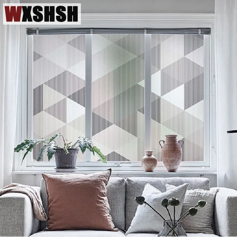 

100cmx100cm Custom Size Static Cling Glass Sticker Geometry Pattern Private Frosted Stained Window Film For Market Home Office