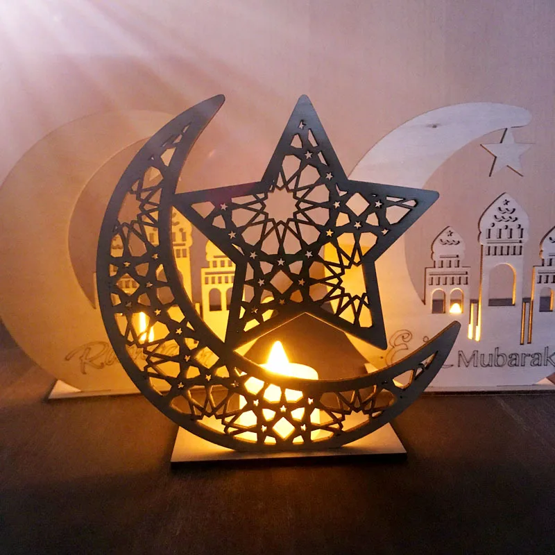 

Ramadan Wooden Eid Mubarak Decoration For Home Moon Islam Mosque Muslim Wooden Plaque Hanging Pendant Festival Party Supp