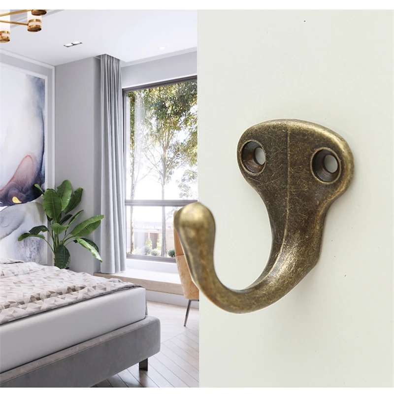 

5pcs/lot Retro Copper Robe Hooks Anti-rust Zinc Alloy Bathroom Hardware Wall Storage Hook Multifunction Robe Hooks Top E11766