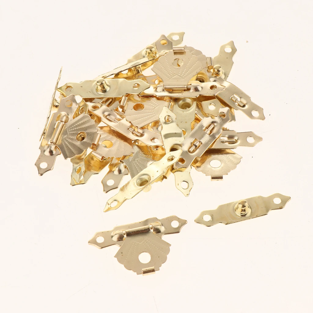 12 Pack Small Antique Box Hinges with Latch Hasp, Mini Metal Locks and Screws for Wood Jewelry Boxes image 6