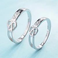 2 pcs heart shape lover couple rings simple opening ring for couple men women metal carving fashion jewelry and accessories