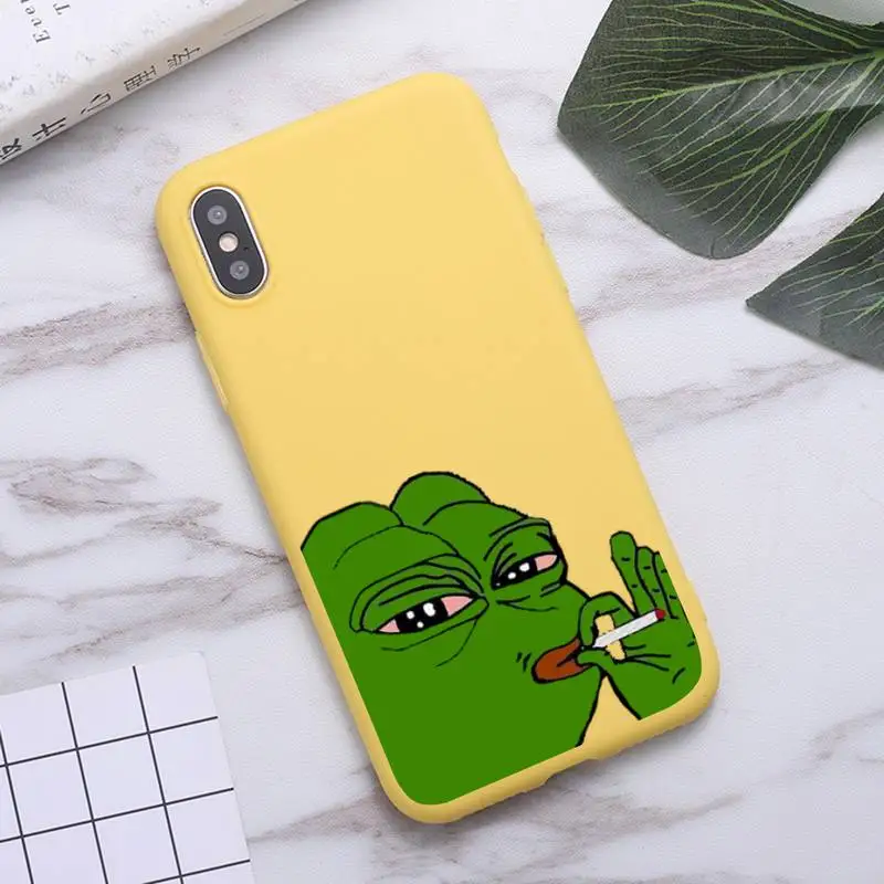 

The Frog Pepe face crying Funny pattern luxury Phone Case shell Candy Color for iPhone 6 7 8 11 12 s mini pro X XS XR MAX Plus