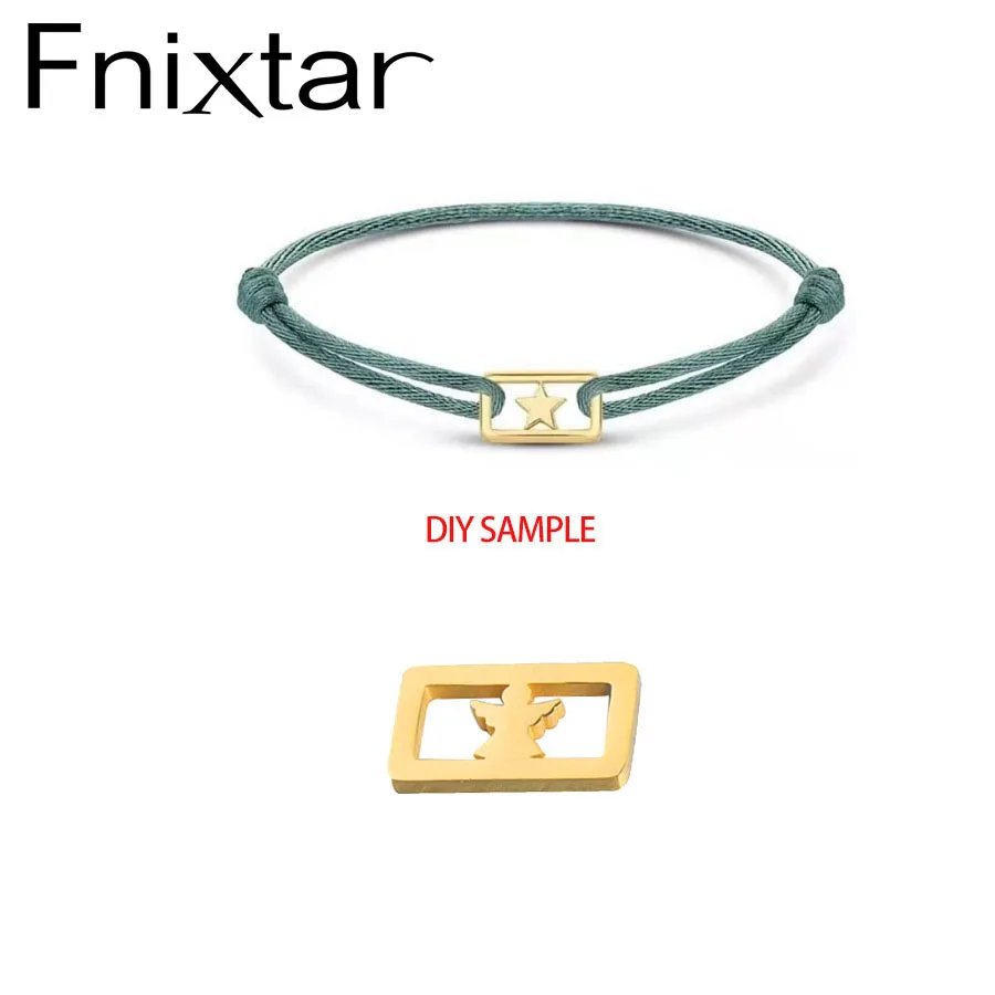 Fnixtar 20 adet altın dikdörtgen ağacı köpek pençe açılı takılar paslanmaz çelik konnektörler Charms DIY örgü bilezik yapımı takı