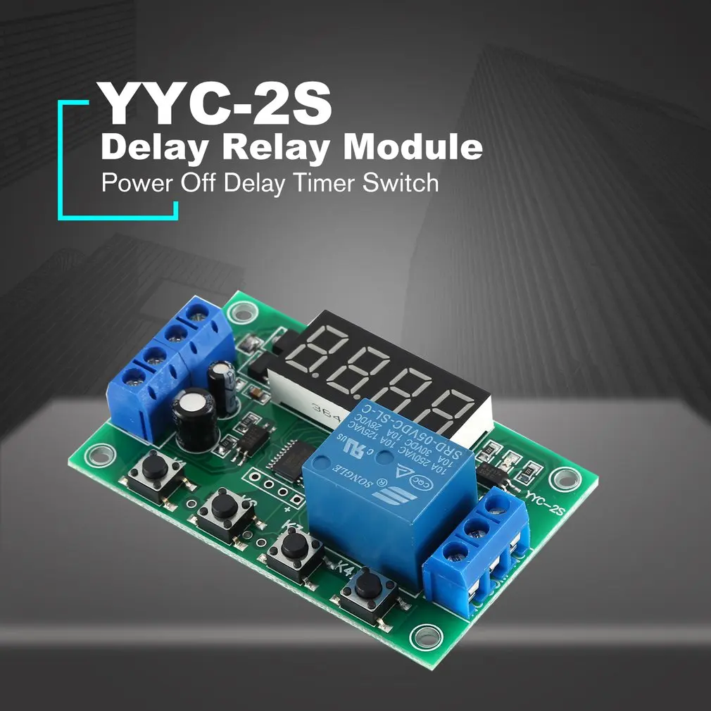 DC 5V 5A Adjustable LED Display Delay Relay Module Power Off Timer Control Switch Board PCB YYC-2S | Инструменты