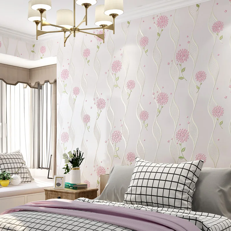 

Beautiful Dandelion Flower Wallpaper Stickers White Pink Floral Mural Wallpapers 3d Kids Rooms Self Adhesive Wall Paper QT166