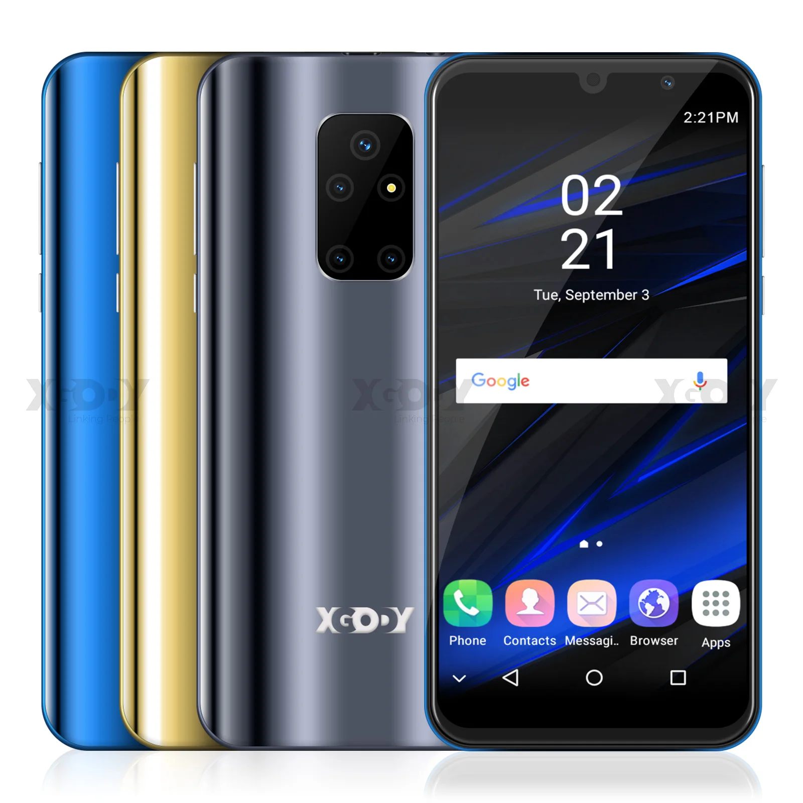 xgody new smartphone android 8 1 2gb 16gb 5 5 full screen dual sim mobile phone quad core 5mp wifi gps 2500mah 3g cell phones free global shipping