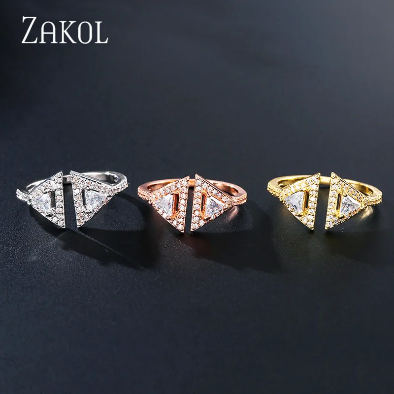 ZAKOL сверкающие в виде геометрических фигур кубического циркония открытые