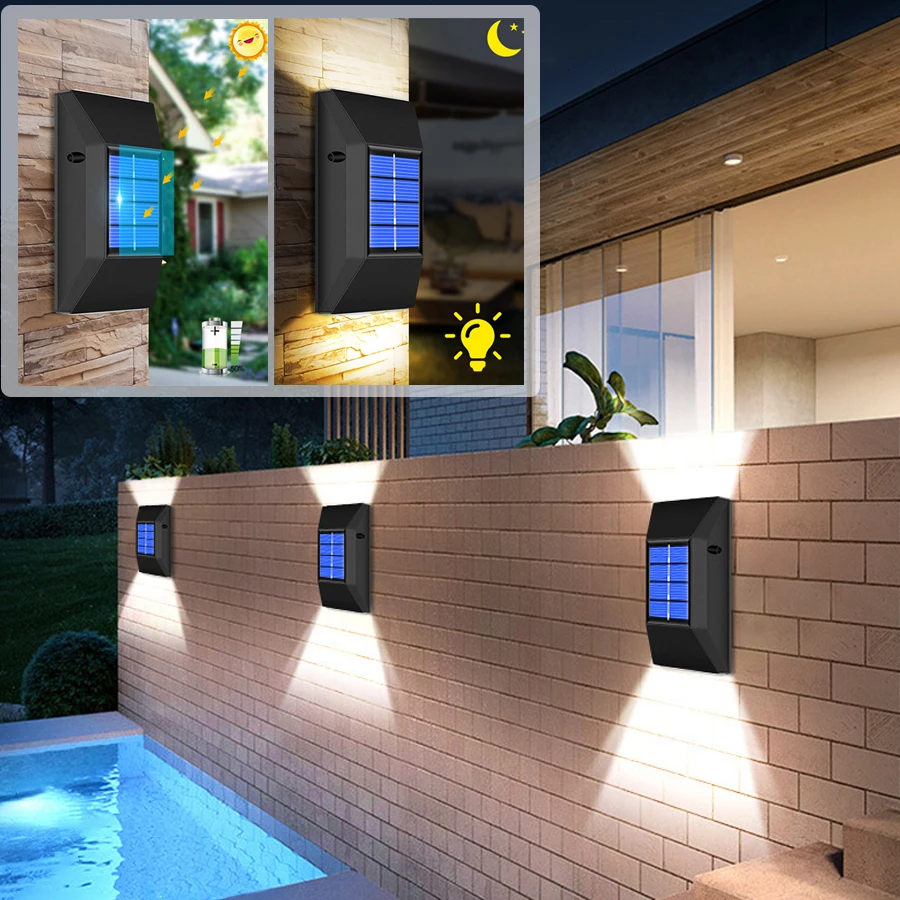 LED Solar Lamp Outdoor Waterproof Street Lighting Wall Lamps Powerful Solar Powered Light for Garden Home Country Decoration