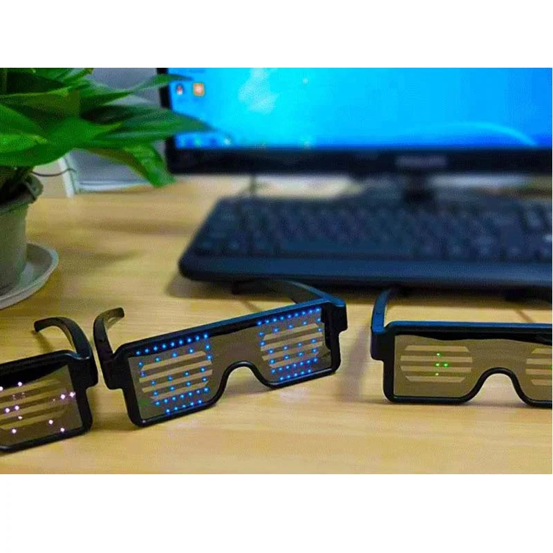 Sunglasses Light Christmas DIY APP Luminous Flash Bluetooth Glow Party Glasses lingual Led Modes Decorations Dropshipping