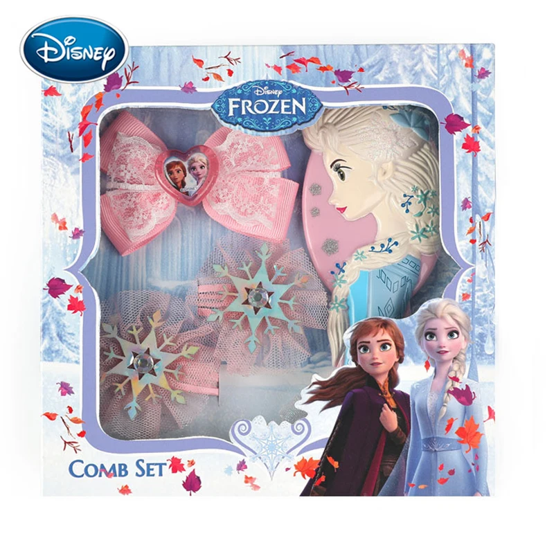 Disney Frozen Comb Set For Girls Elsa Princess Bow Hairpin Headwear Kids Rubber Band Birthday Gift Toys images - 6