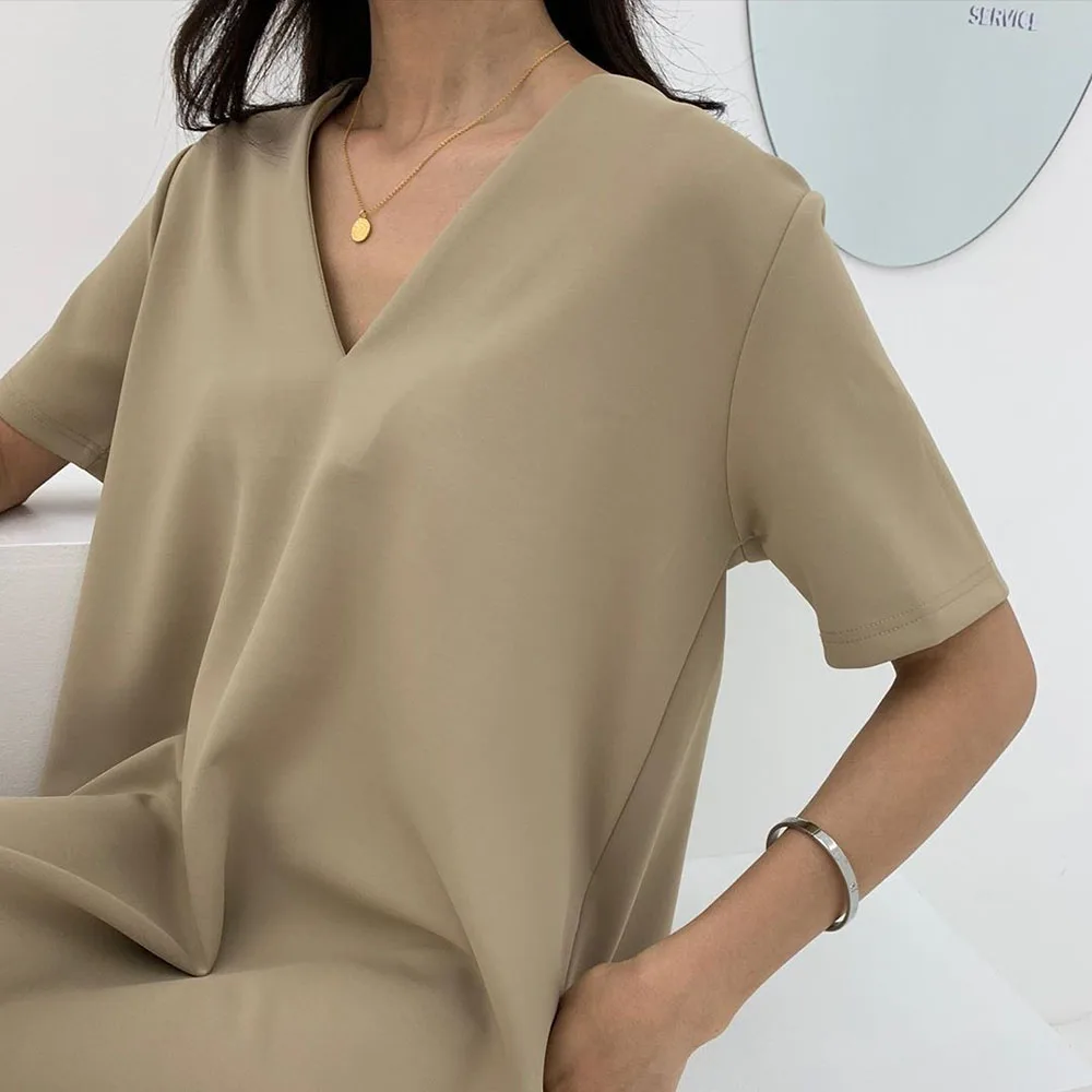 Платье женское длинное ТРАПЕЦИЕВИДНОЕ с V-образным вырезом | Женская одежда