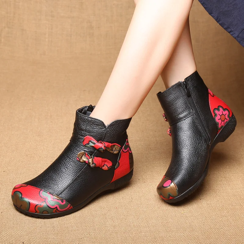 2019 Flat Bottom Genuine Leather Bow Short Woman Boots | Обувь