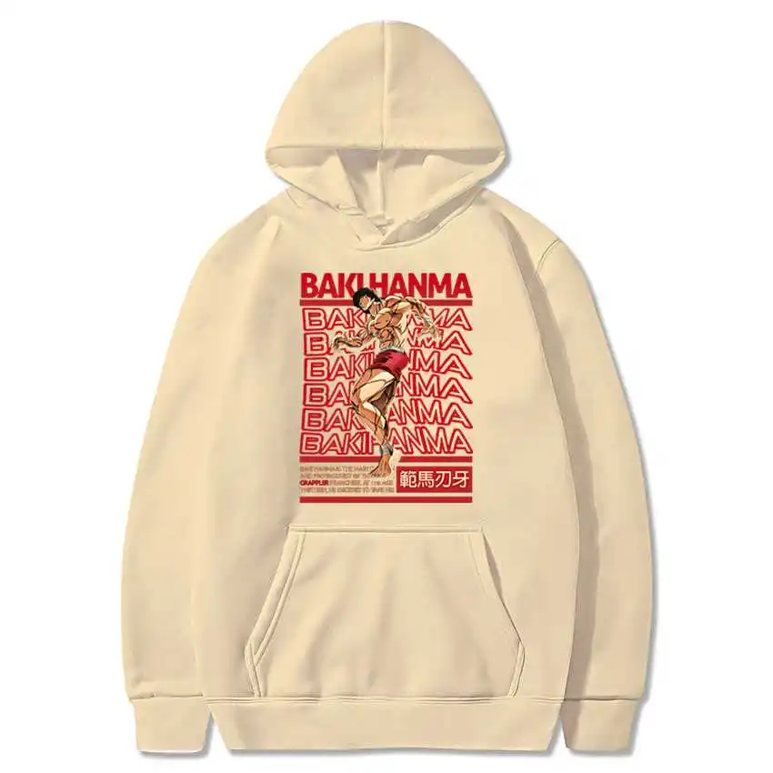 

90s Japanese Anime Baki The Grappler Hoodies Bakihanma Graphic Hoodie Unisex Clothes Cartoon Oversized Sweatshirt Fashion Hoody