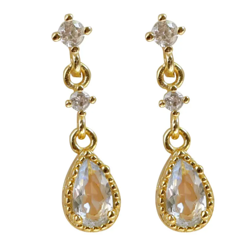 

S925 Sterling Silver Shiny Rhinestone Zircon Drop Earrings Temperament Luxury All-Match Style Earrings