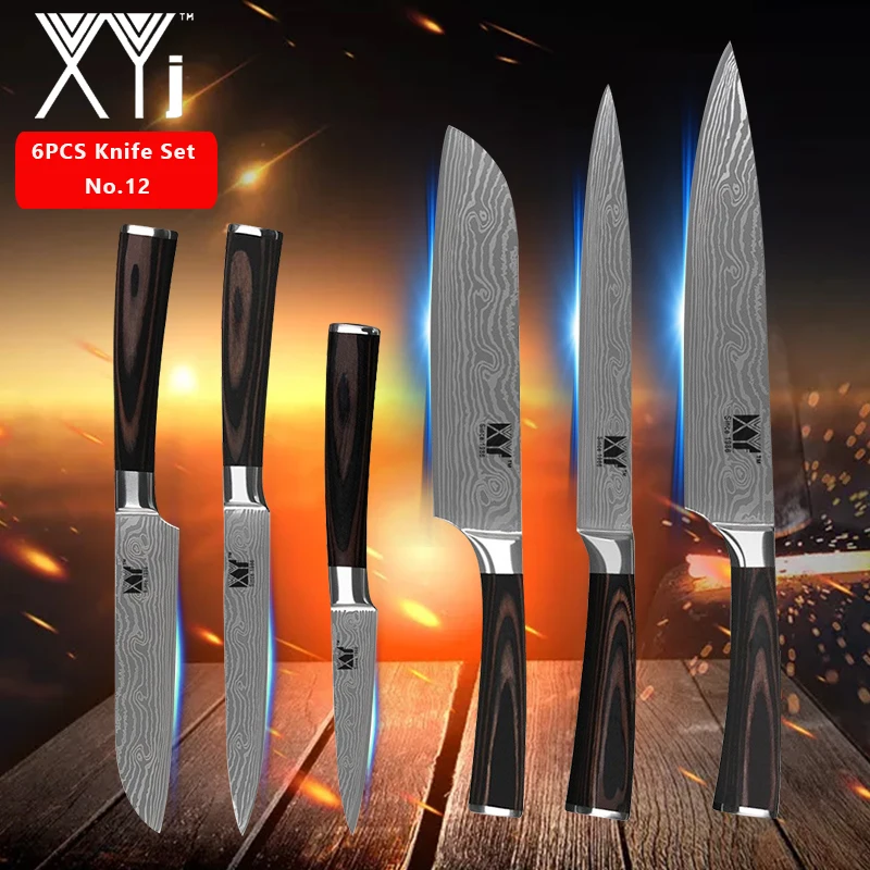 Набор кухонных ножей из 6 предметов Высокоуглеродистый кухонный нож нержавеющей