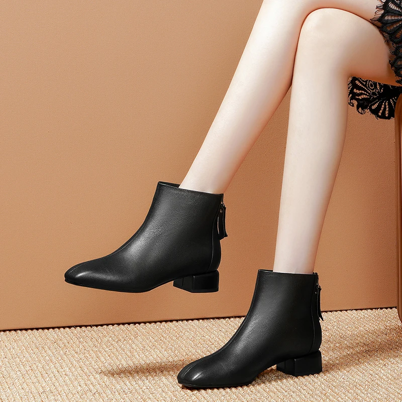 

TXCNMB Fashion New Women Ankle Boots Thick Heels Motorcycle Boots Autumn Winter Black Office Shoes Woman Basic Boots
