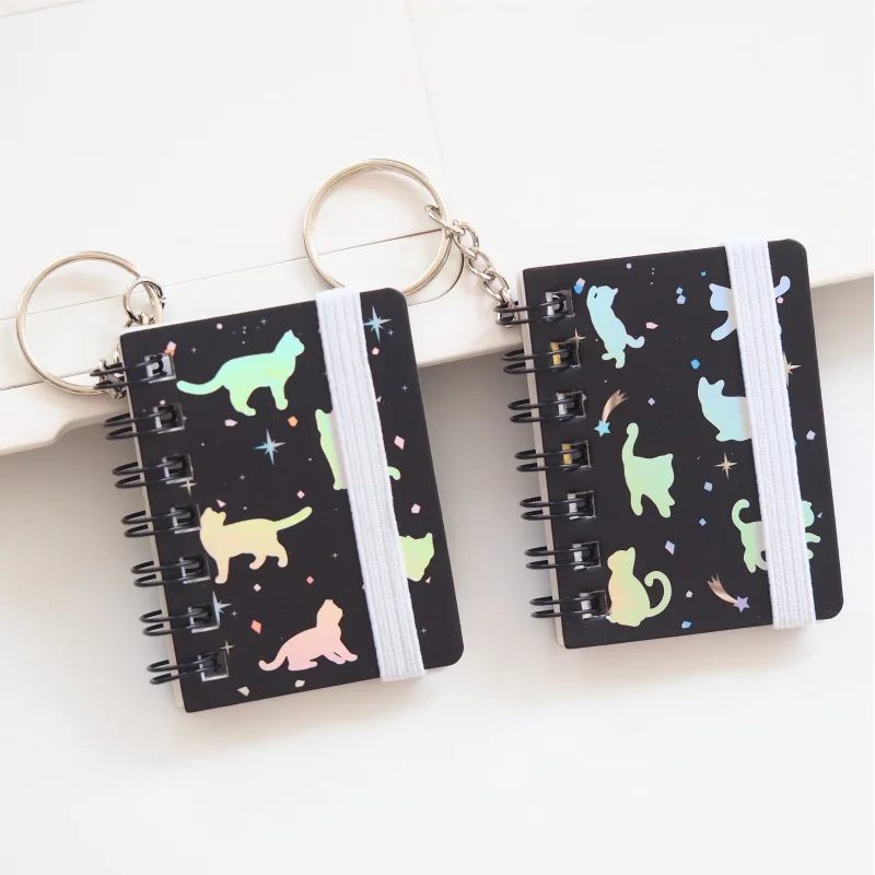 4 шт. мини карманный блокнот с изображением кошки Галактики петля брелок дневник