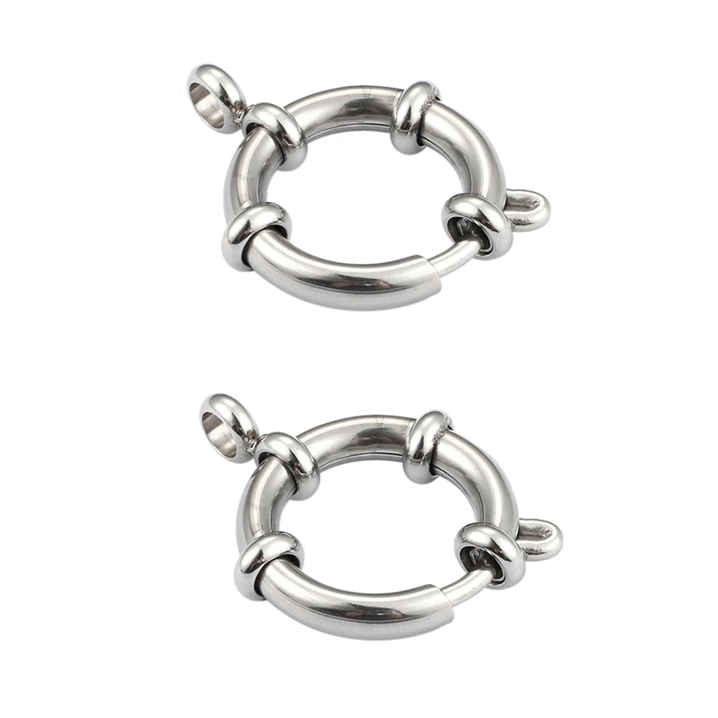 

10Pcs Stainless Steel Golden Color Spring Ring Clasps For DIY Jewelry Making,(Steel Color)M & L