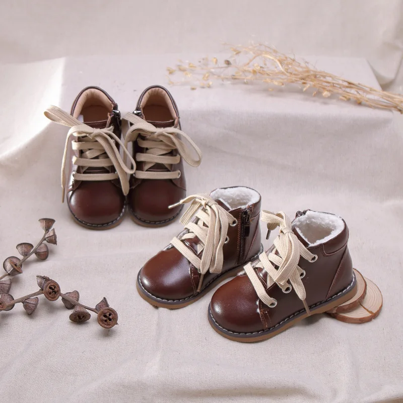 Зимние Детские Ботинки martin ботильоны для маленьких девочек теплые ботинки