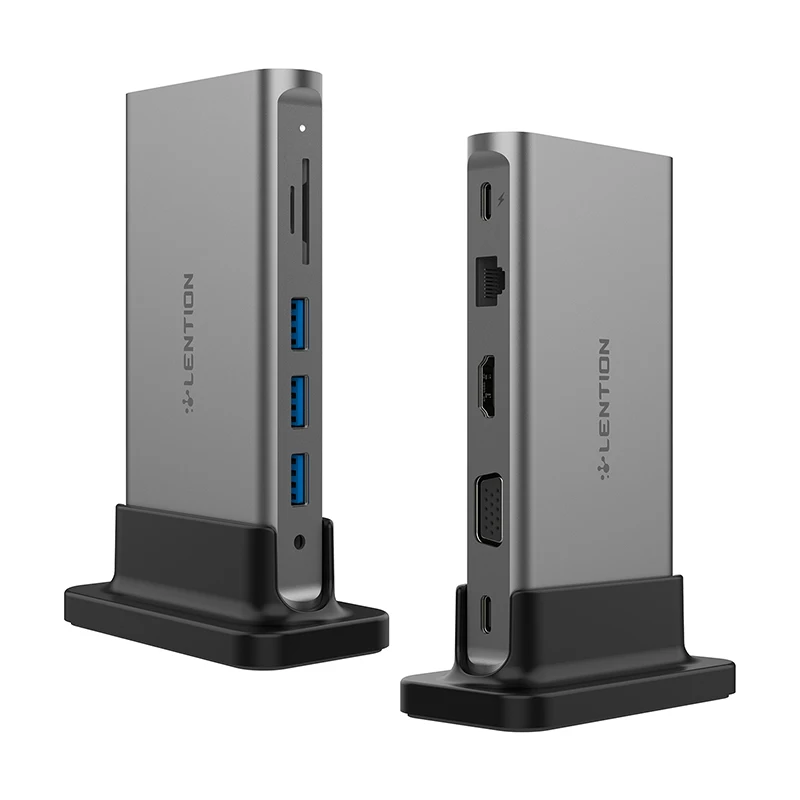 USB-C переносная док-станция с HDMI 1080P VGA, Gigabit Ethernet, кардридер, адаптер Aux, USB3.0, питания, разъем rj45 - Цвет: 11 in  1 Grey