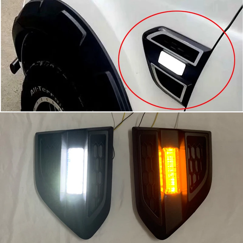 LED ABS BLACK side lamp Frame Cover side lamp cover sticker  For Ford Everest endeavour Ranger T7 2017 2016-2018