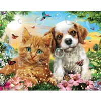 diy 5d dog and cat diamond painting full drill with number kits home and kitchen wall decoration gifts for adults and kids