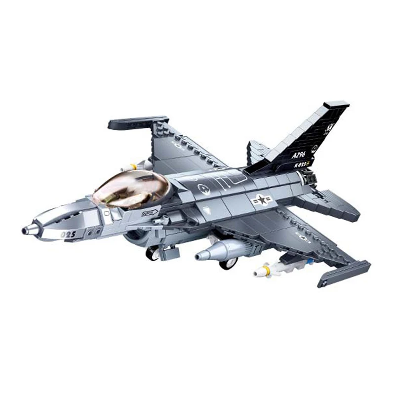 

521Pcs Military F16 Fighter Block Set US Falcon airPlane Model Modern War Building Brick Toys For Kids