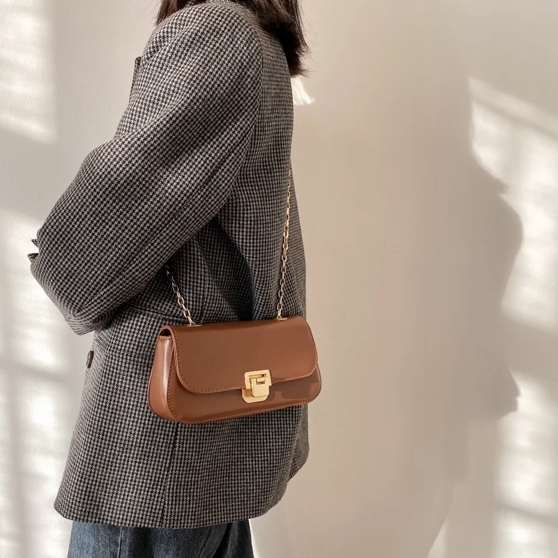

Texture Small Package Women'S Bags With A Hundred Chain Single Shoulder Bag 2021 New Tide Foreign Gas Retro Crossbody Bag