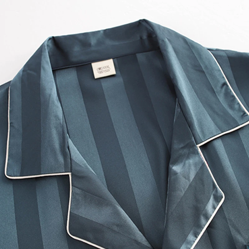 Пижамный комплект для мужчин из высококачественного атласа пижамы сна ночное