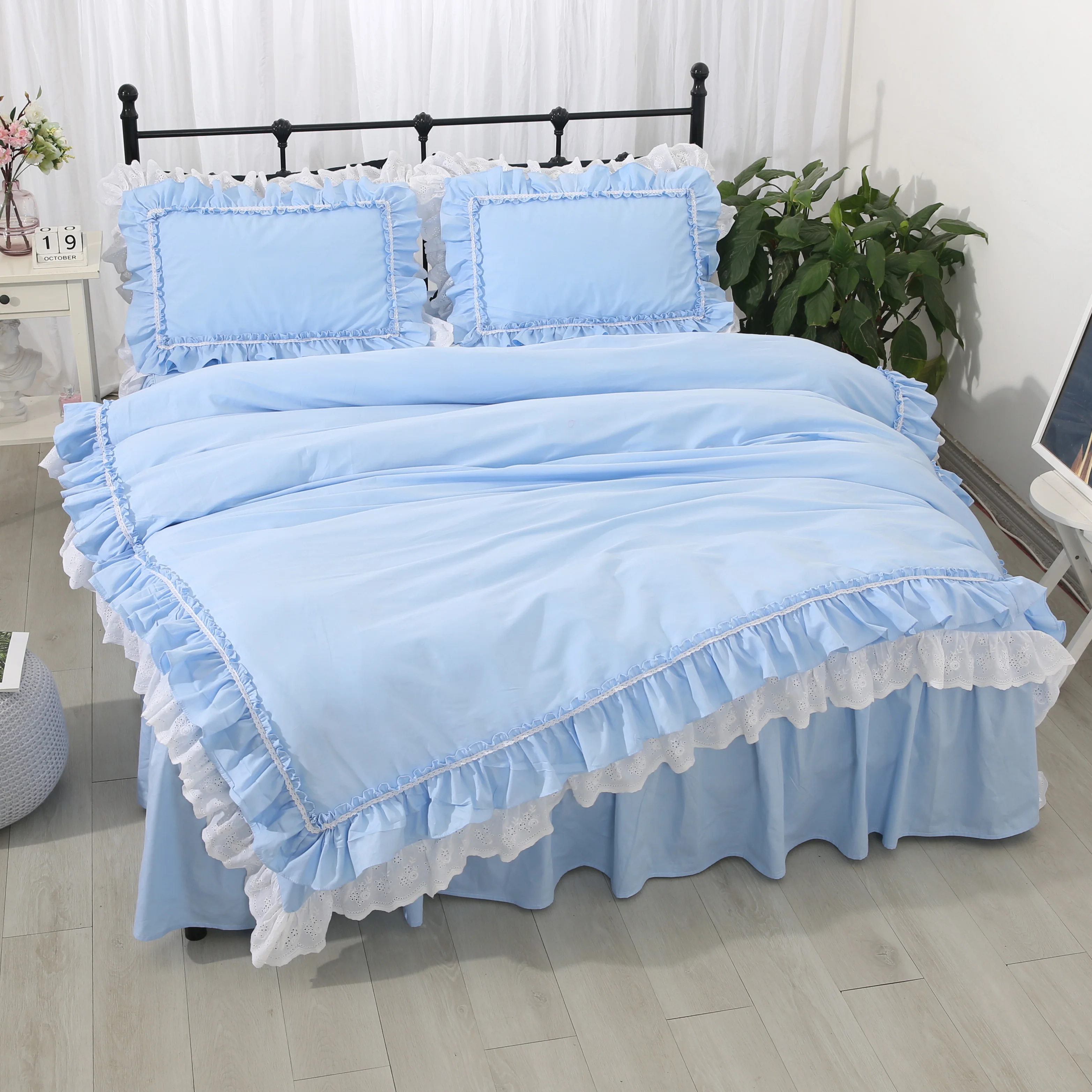 Восхитительный роскошный комплект постельного белья синий Королевский размер