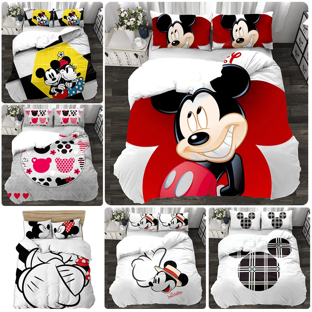 

Disney Cartoon New Mickey Mouse Minnie Printing Quilt Duvet Cover Sets Pillowcase Boy Beddings Christmas Birthday Gift