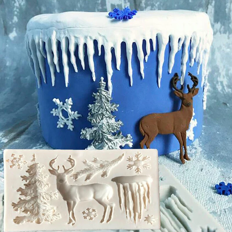 

1Pcs Kitchen Gadgets Christmas Tree Elk Snowflake Cake Mold Baking Accessories Chocolate Patisserie Jelly Mould Sugar Craft