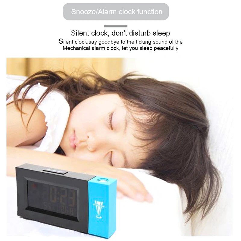 LED Digital Alarm Clock Electronic HD LCD Color Display 180° Rotatable Projection Clocks With Backlight Snooze Thermomete | Дом и сад