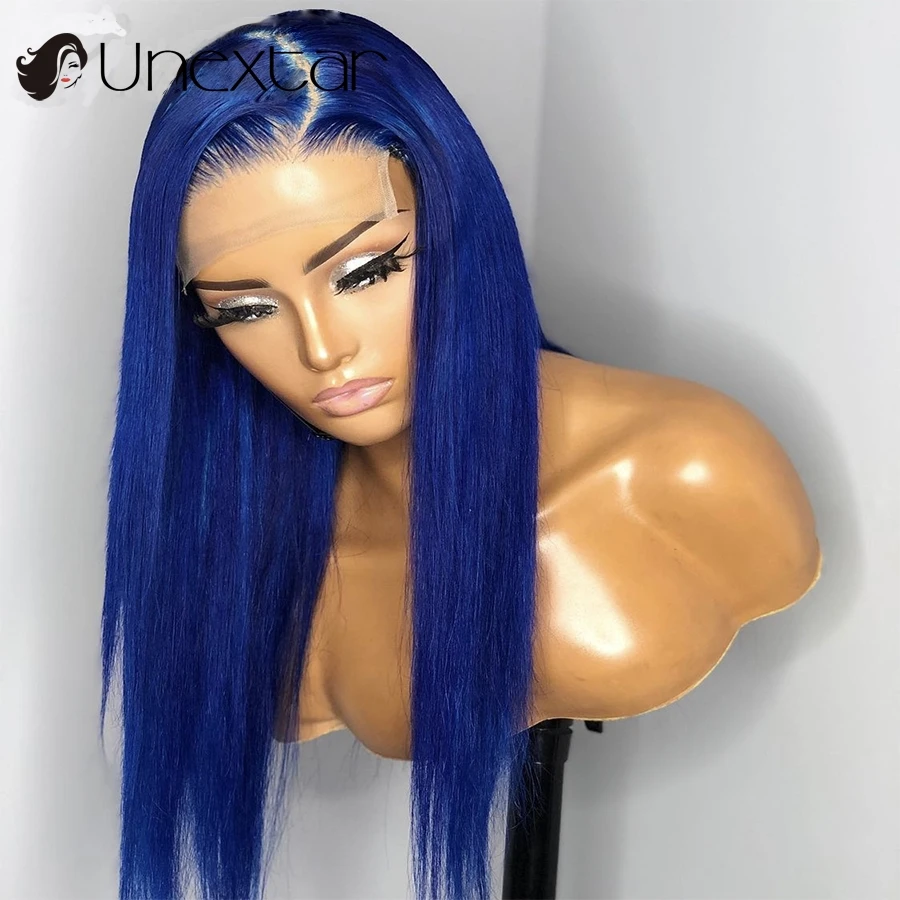 

Blue Color Lace Front Wigs for Women Peruvian Remy Hair 13x4 Lace Front Human Hair Wigs Pre Plucked Glueless LaceWigs